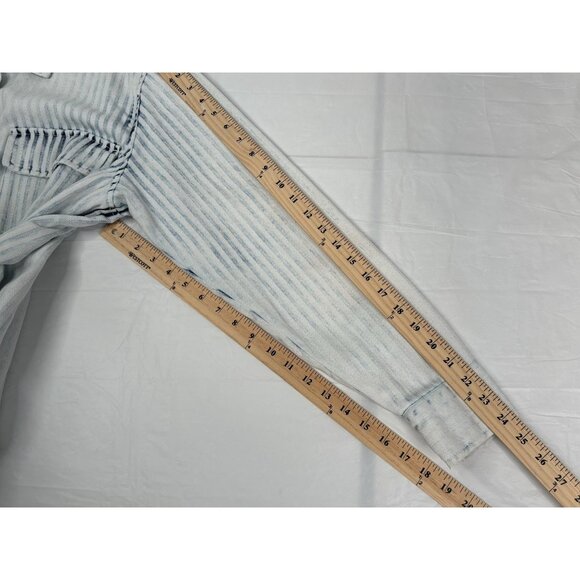 Faherty Topsail Savannah Jacket Women’s Large Indigo Dyed Blue White Full Snap - Picture 16 of 16